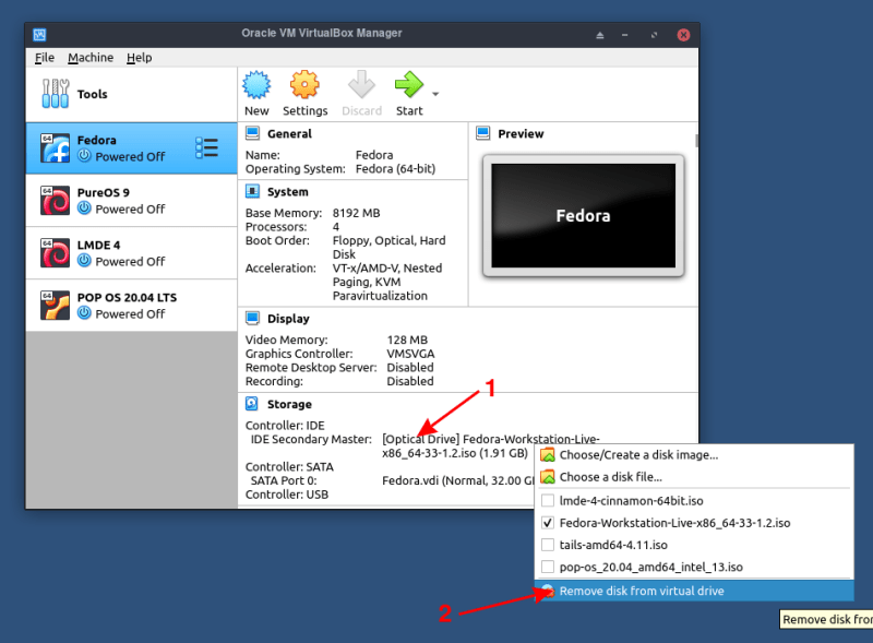 Remove Fedora Iso From Optical Drive