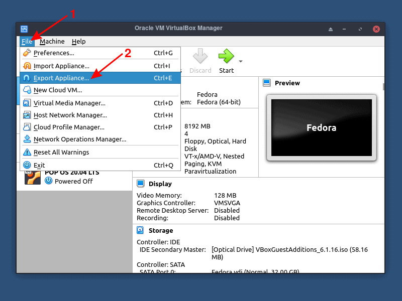 23. Fedora Vm Export