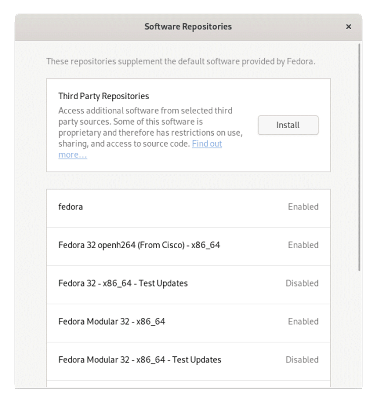 Fedora Third Party Repo Gui