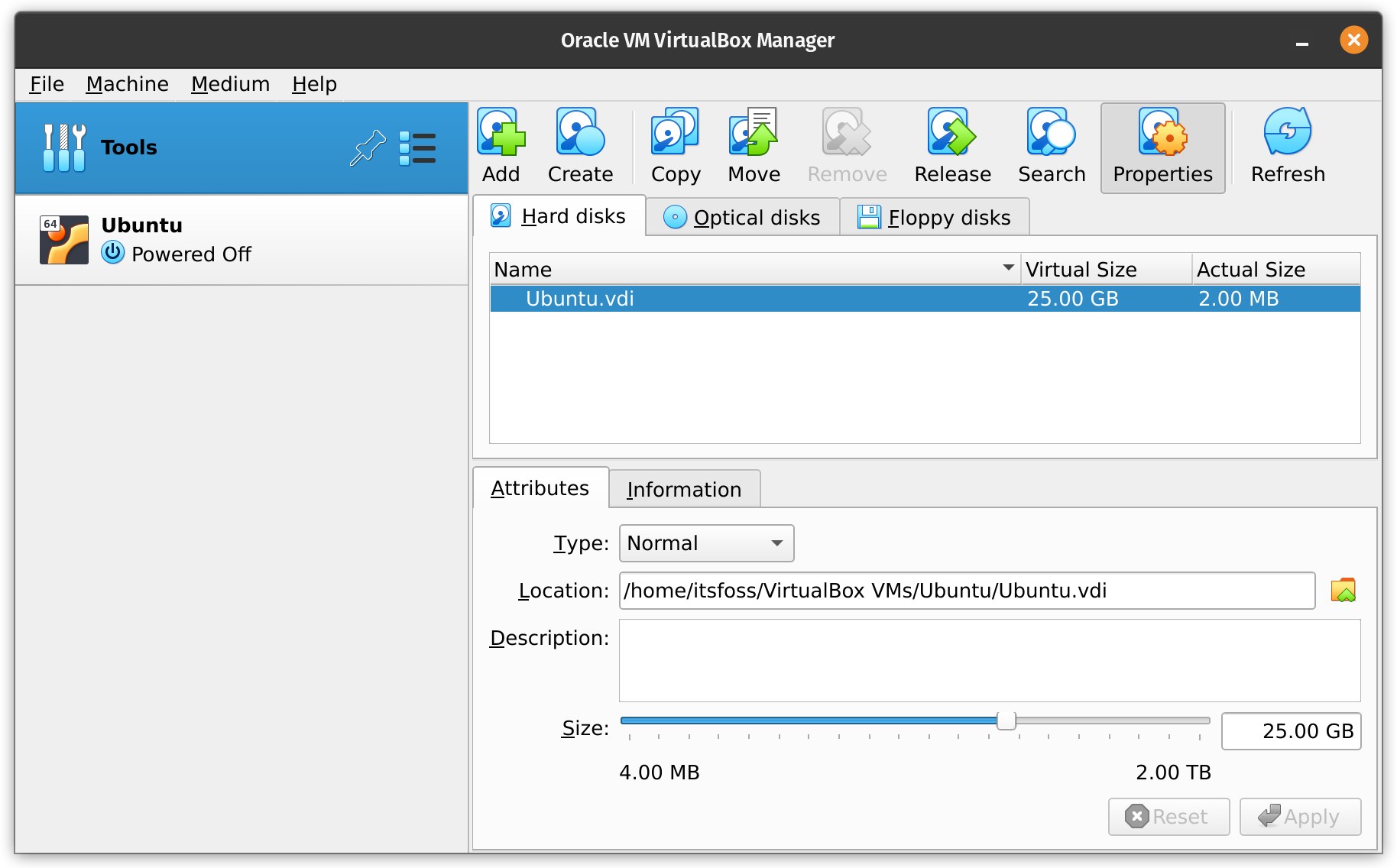 virtualbox disk size tweak