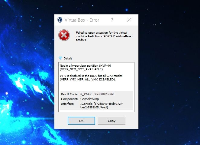 virtualbox virtualization error