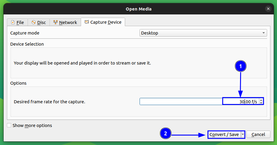 Set the frame rate for recording