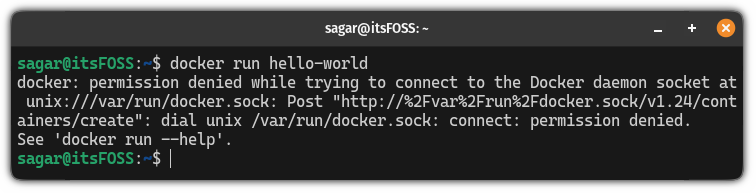 Docker sudo error in Ubuntu