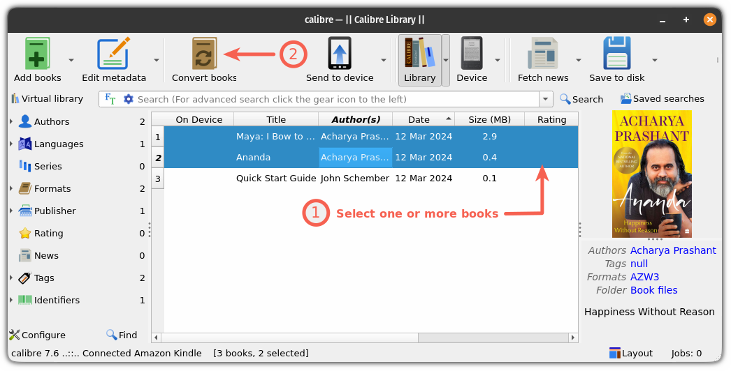 Conver books in Calibre