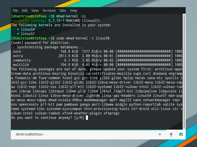 Install new Linux kernel in Manjaro