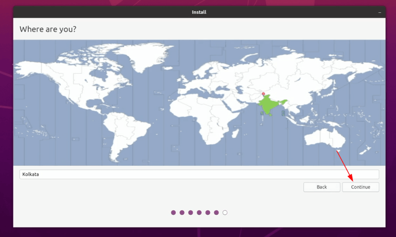 Installing Ubuntu Timezone Selection