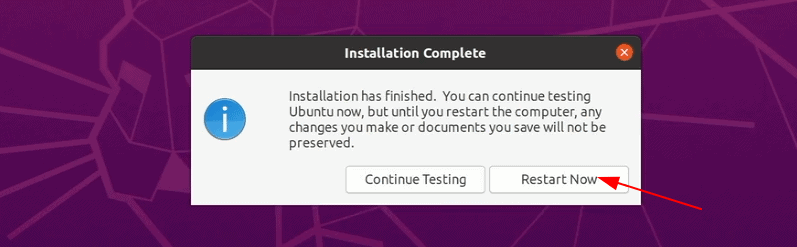 Restart After Installing Ubuntu