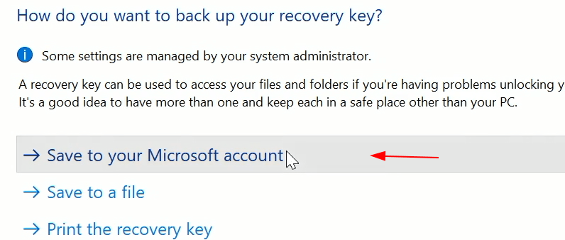Back Up Recovery Key Again