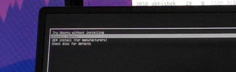 Ubuntu Live Install Screen