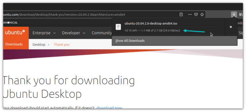 slow direct download ubuntu