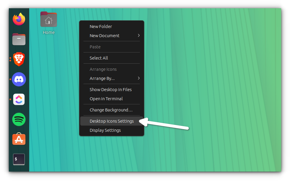 Access Ubuntu desktop icon settings