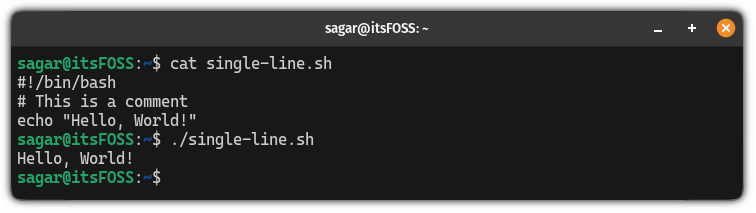 Use single-line comments in bash