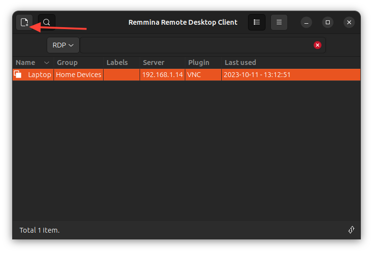 remmina existing remote device connections