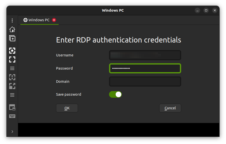 user authentication for remote desktop windows connection